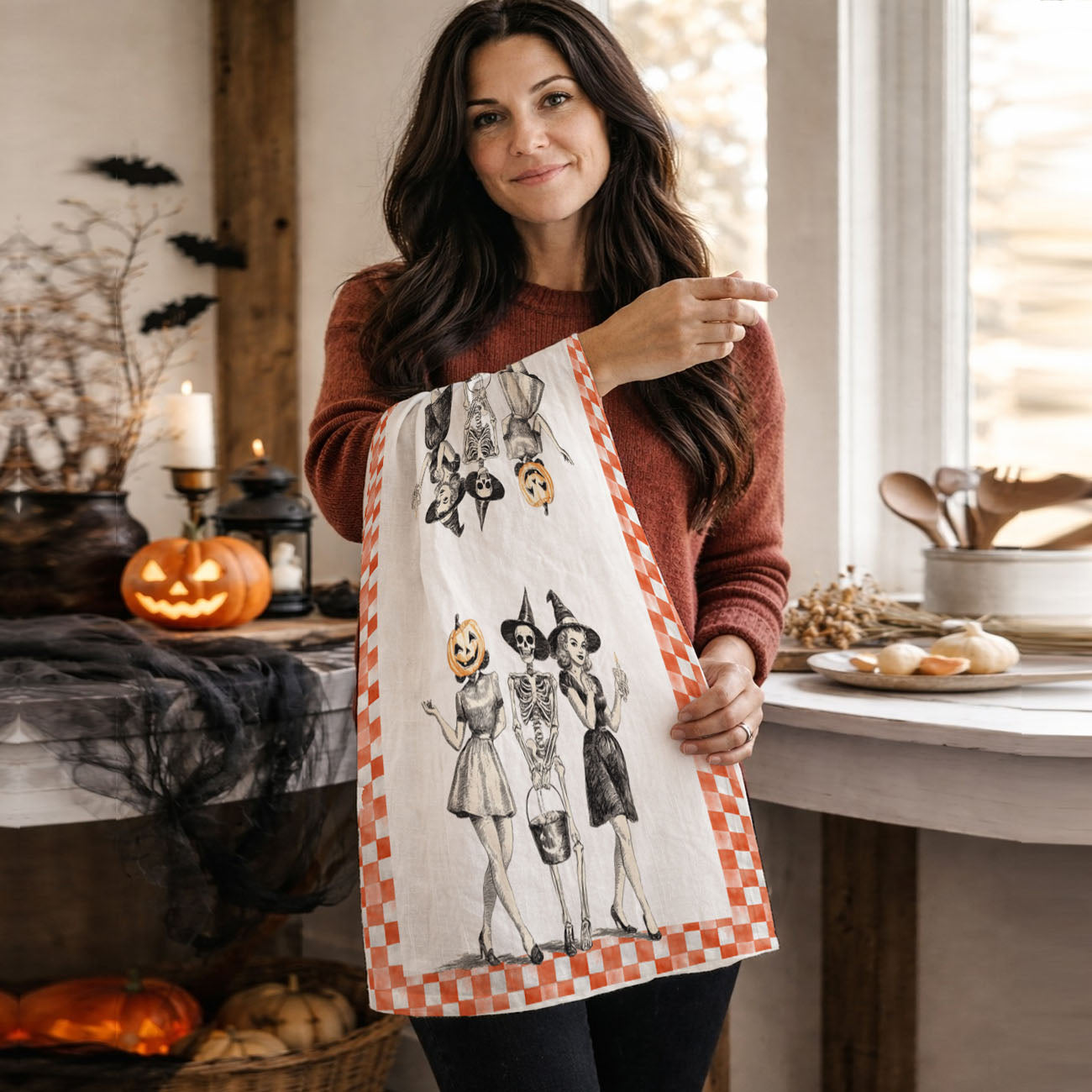 Vintage Trio Halloween Kitchen Towel