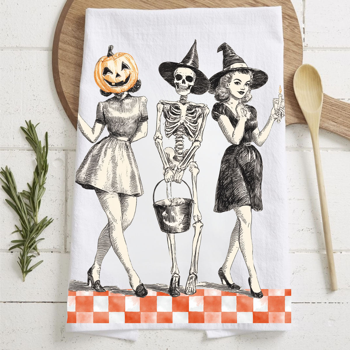 Vintage Trio Halloween Kitchen Towel