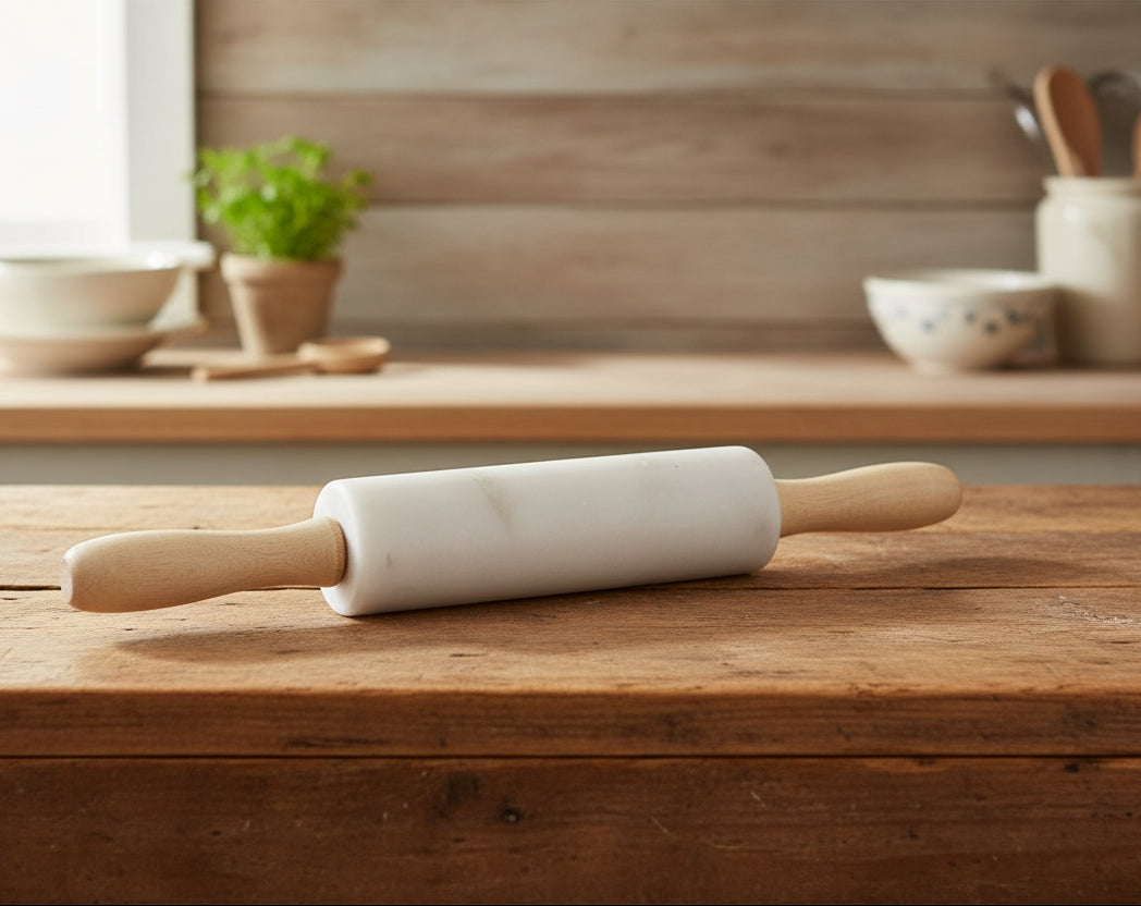 Vivace White Marble/Wood Rolling Pin