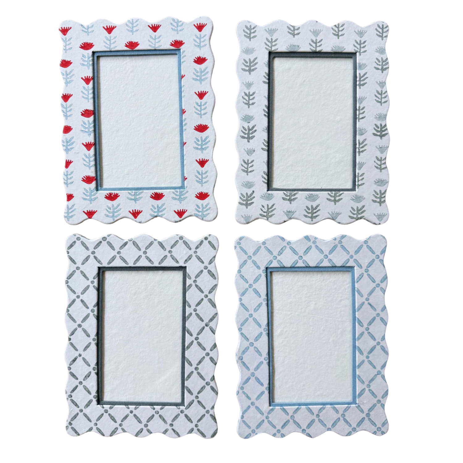 Block Printed Frame - Claire Poppy, Floral - 4x6