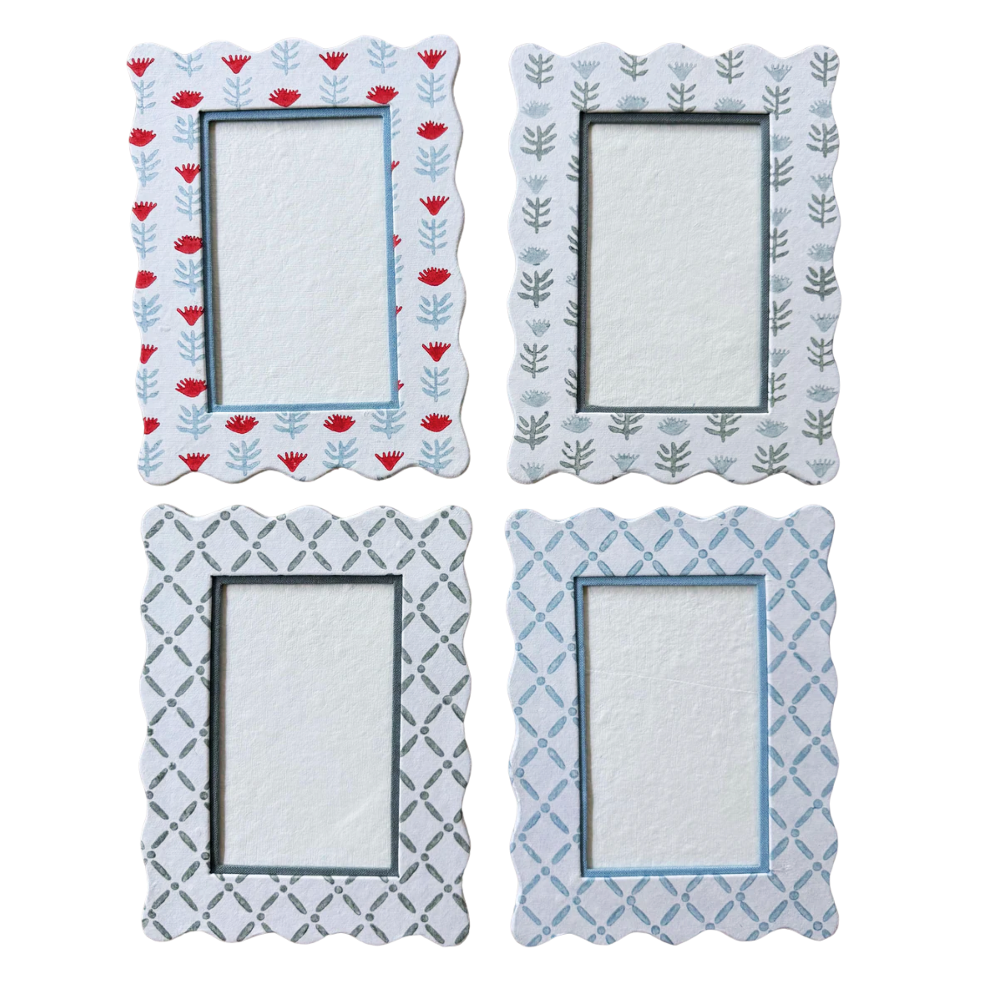 Block Printed Frame - Claire Poppy, Floral - 4x6