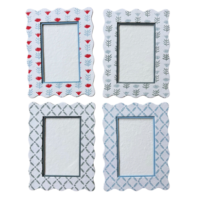 Block Printed Frame - Claire Poppy, Floral - 4x6