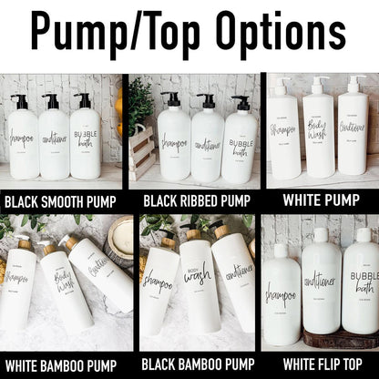 32oz Plastic White Dispensers with Customized Labels