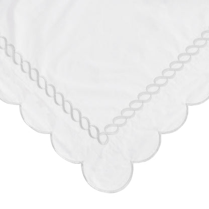 600 Thread Count Scallop Rope Embroidered Cotton Euro Sham Pair