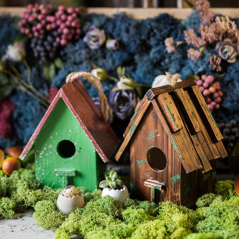 Wood Craft Bird House Ornaments