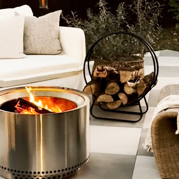 Black Iron Loop Fireplace Log Holder
