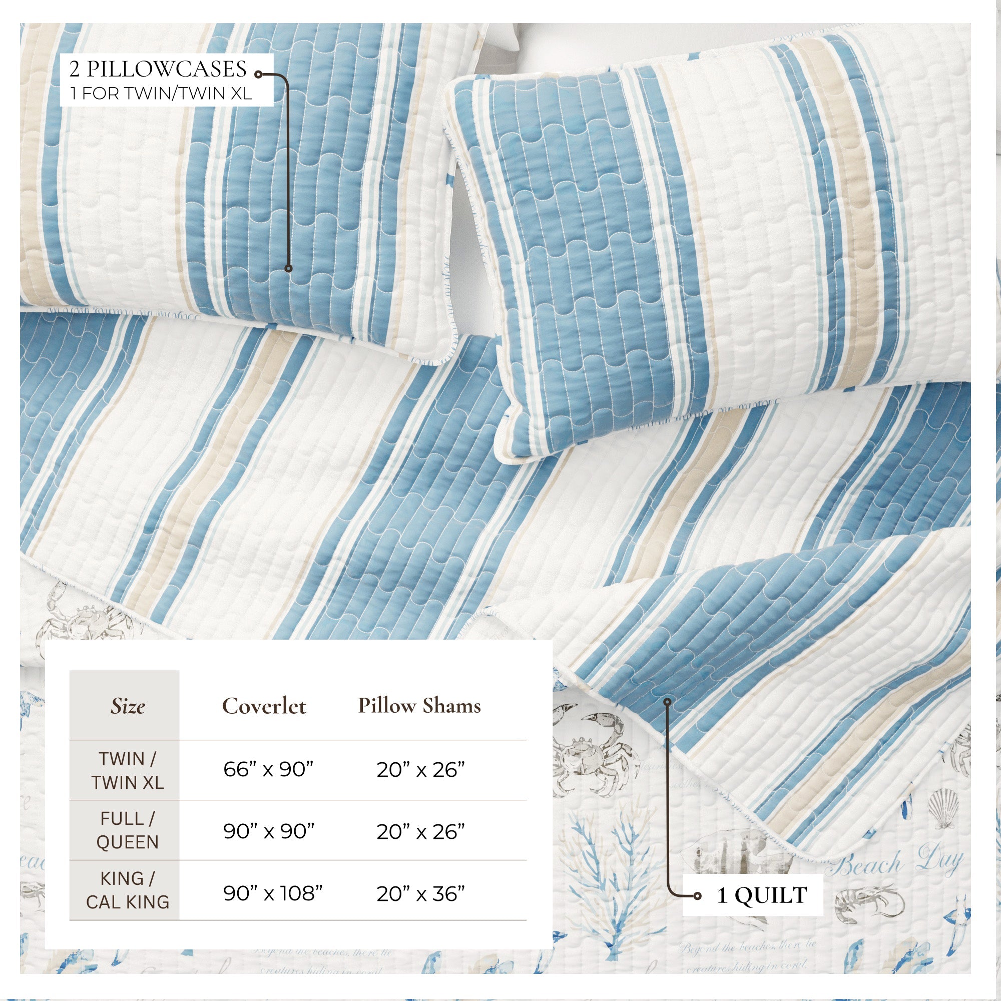 Stripe &amp; Ocean Story Coastal Quilt Set - New Castle Collection