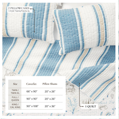 Stripe &amp; Ocean Story Coastal Quilt Set - New Castle Collection