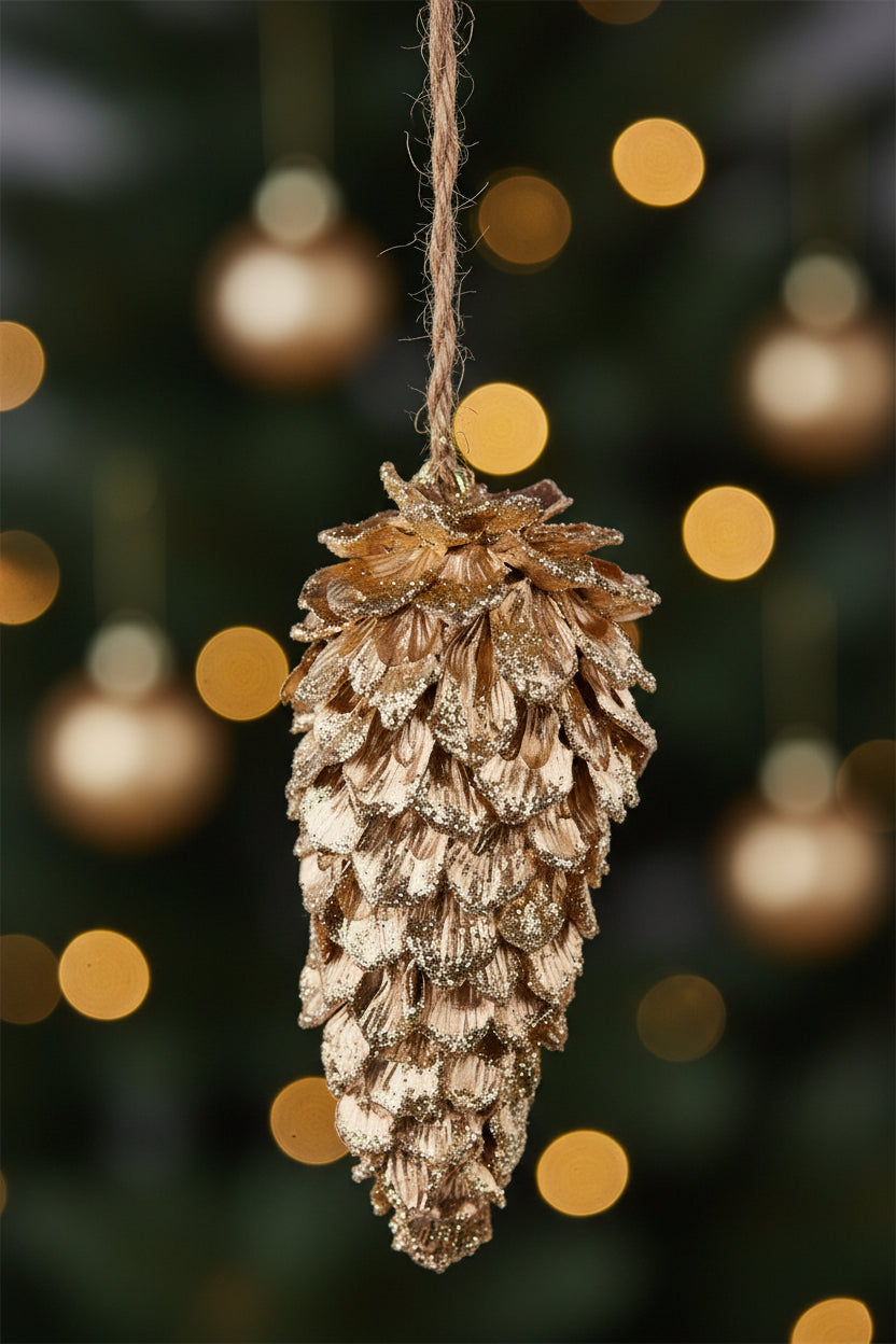 Gold Shimmer Pinecone Ornament - 7.5 inch