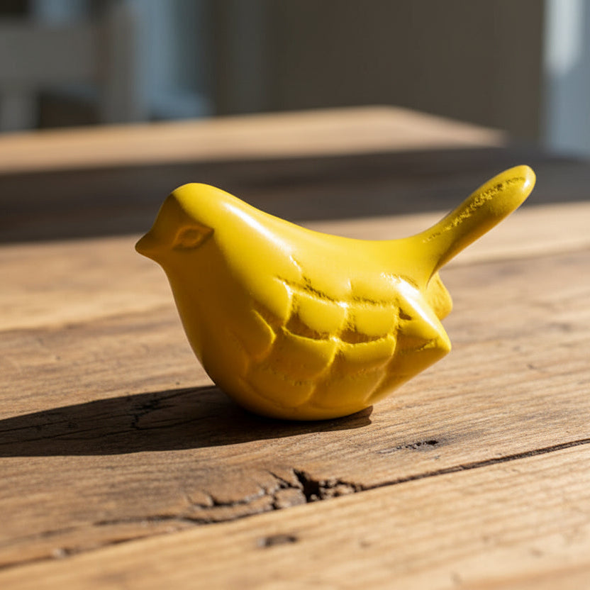 Bird Figurine Symbols of Health &amp; Happiness in Yellow