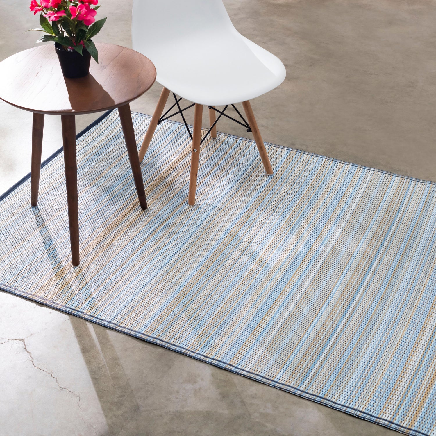 Cancun Shadow -  Reversible Blue Outdoor Rug